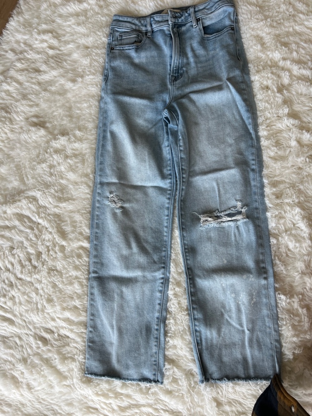 Vici Light Blue Distressed Straight-Leg Jeans